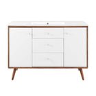 Modway Transmit 48" Single Sink Bathroom Vanity - Walnut/White-Mid-Century Modern Vanity