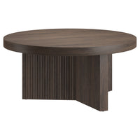 Hudson&Canal Holm 32"W Round Coffee Table - Alder Brown-A contemporary Scandinavian design for your living room, den, and more