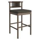 Modway Eleni Outdoor Teak Wood Bar Stools 2-Piece Set - Weathered Grey/Flint-Non-Marking Foot Caps