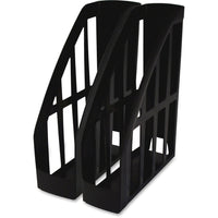 Storex Recycled Magazine Holders - Black - 2 Pack-Low-cut front lets you easily read magazine spine