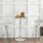 HOMCOM Round Bar Table for 2, Easy Assembly for Home Bar Cocktail Bistro - Beige Grey-Easy to clean, just wipe with a damp cloth