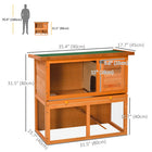 PawHut 2-Level Wooden Rabbit Hutch with Run-Weather resistant shingles protects small animals from water penetration 