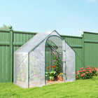 Outsunny 6'x3.3'x5.5' Walk-in Garden Greenhouse with Door & Window - Clear Plastic Cover-Includes 4 tie down rope and 4 anchors for extra stability, strong recommend to use 