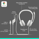 Logitech H390 Wired Stereo Headset for PC/Laptop with Noise Cancelling Mic - White-Move Freely With Long Cable: The 6.23 ft (1.9 m) USB A cable is just the right length to give you the freedom to stand up and stretch during long conversations