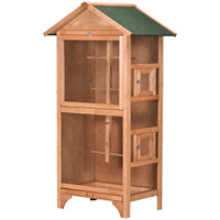 PawHut 62" H Large Wooden Bird Cage - Orange-Compact vertical design ensures multiple birds can live comfortably 