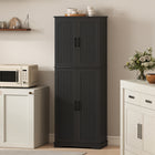 HOMCOM 64" H Pantry Cabinet with Adjustable Shelves - Black-Colour: Black 