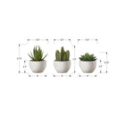 Monarch Specialties 6" Artificial Indoor Succulent Green Plants - Table - White Pots - Set of 3-These easy-care faux green plants are made from the highest quality materials and require no maintenance or watering, for a sustainable, environmentally friendly decorative accents that will last a lifetime