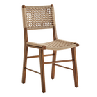 Modway Tindra Woven Dining Chairs 2-Piece Set - Walnut-Gently Splayed Legs