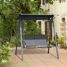 Outsunny 2-Seat Patio Swing Chair with Adjustable Canopy - Weather Resistant Steel Frame-Canopy to stop sunburns and keeps out light rain 
