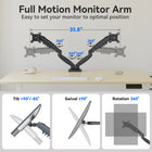 ShoppingAll Dual VESA Monitor and Laptop Mount with Fully Adjustable Gas Spring Arm and Office Desk Clamp - Black-Swift Claw Desk Clamp: The unique clamp design adapts securely to desks from 0.59" to 3.94" thick for a firm hold without damaging surfaces