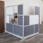 Luxor Modular Wall with Whiteboard - 53" W x 70" H - Segmented Grey Frame, Frosted Acrylic, Cool Grey PET-Integrates with the Room Divider System for scalable layouts