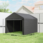 Outsunny 6.6' x 7.8' Waterproof Bike Tent with Roll-up Zipper Door-Includes expansion bolts and ground stakes for secure anchoring on any surface
