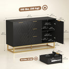 HOMCOM 47.2" L Sideboard Buffet Cabinet with Storage - Black-MDF and metal construction ensure durability and easy maintenance