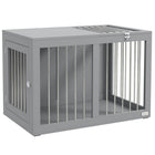 PawHut 31.5" L Dog Crate Furniture with Double Doors - Grey-Protected and safe place to retreat for your dog 