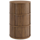 Modway Clement Round Pedestal Stand Storage Table With Sliding Tambour Doors - Walnut-Round Mid-Century Pedestal Table