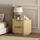 Manhattan Comfort Olivia 26.5" Modern Nightstand - Natural Oak/Gold-Includes 2 Drawers with .75 Extension
