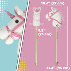 Qaba Unicorn Plush Hobby Horse with Wood Wheels, Real Sounds for Kids - White-Smooth-rolling wheels and a suitable size make it great for indoor/outdoor play 