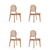 Manhattan Comfort Versailles 18.5" Industry Chic Round Back Dining Chair - Nature - Set of 4-Modern - Industry Chic Cane Dining Chair Perfect for Dining Room Use. Set of 4