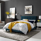 Modway Amira Upholstered Fabric King Bed - Azure-Non-Marking Foot Caps