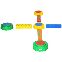 Outsunny Kids Balance Bridge and Stackable Stepping Stones 8-Piece Set-Perfect toy for your kids to develop their coordination and balance ability 