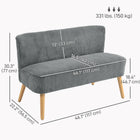 HOMCOM 46" Loveseat Sofa with Wood Legs - Grey-Four rubber wood legs ensure reliable strength when in use