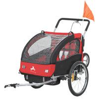 Aosom 2-in-1 Bike Trailer for Kids, Foldable Baby Stroller Carrier - Red-Robust steel frame keeps the structure stable and secure 