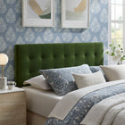 Modway Lily Stain-Resistant Performance Velvet Full Size Headboard - Moss Green-Biscuit Tufted Design