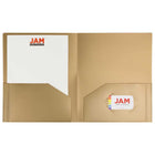 JAM Paper Heavy Duty Plastic Two-Pocket School Folders - Gold - 6 Pack-Size: 9 x 12 inches