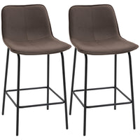 HOMCOM Counter Height Modern Kitchen Bar Stools - Coffee - 2 Pack-Counter stools set of 2
