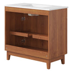 Modway Miles 36" Bathroom Vanity - White/Walnut-Tapered Rubberwood Legs