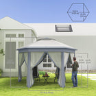 Outsunny 13 ft W x 13 ft L Pop Up Canopy Tent for Outdoor - Grey-Protective mosquito netting keep insects away while allowing cool breezes to filter through