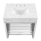 Modway Gridiron 30" Bathroom Vanity - White/Silver-Artificial Marble Sink