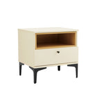 Manhattan Comfort Amara 39.4" Modern Nightstand 2-Piece Set - Cream/Natural Oak-Leg Height: 5.9 in