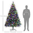 HOMCOM 7' Pre-Lit Artificial Christmas Tree with Dual Colour LED Lights - Green-Hinge construction, section design, branches being opened automatically, easy-to-shape moulded branches for quick setup 