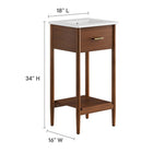 Modway Zaire 18" Bathroom Vanity - Walnut/White-Fixed Drawer