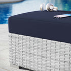 Modway Convene Outdoor Patio Ottoman - Light Grey/Navy-Machine Washable Cushion Covers