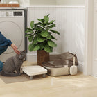 PawHut Stainless Steel Cat Litter Box with Lid - 20.6" L x 16.3" W-Locking buckles ensure components remain securely attached 