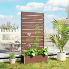 Outsunny Raised Garden Bed with Trellis for Climbing Plants - Light Brown-Lots of space to plant vegetables, flowers, and herbs
