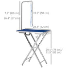 PawHut Foldable Dog Grooming Table for Medium Dogs - Blue-Stable stainless steel arm and hardware