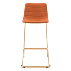 Zuo Adele Barstool - Orange/Gold - Set of 2-Soft and smooth velvet fabric