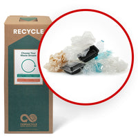 TerraCycle Plastic Packaging - Zero Waste Box - Large-Recycle any flexible or rigid plastic packaging. This includes items such as: Air packaging bubble roll, Cereal bag liners, Food storage and takeout containers, Pallet covers, Plastic bottles, Plastic shopping bags, Plastic wrap, Shrink wrap.