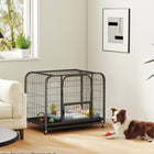 PawHut Heavy Duty Large Dog Cage with Wheels-A separate feeding door allows quick refills without letting your clever dog out
