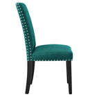 Modway Parcel Dining Upholstered Fabric Side Chair - Teal-Espresso Stained Tapered Wood Legs