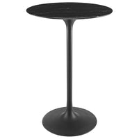 Modway Lippa 28" Round Faux Marble Bar Table - Black-Modern Bar Table