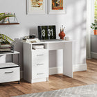 HOMCOM 39.4" Computer Desk with Storage - White-A clean white finish and sleek aluminium handles make the desk simple and elegant