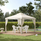 Outsunny 10 ft W x 10 ft L Patio Gazebo Pavilion 2 Tire Roof Canopy - Cream White-2-tier roof with mosquito netting