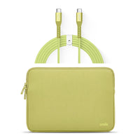 LOGiiX Vibrance Neo Sleeve Bundle with USB-C to USB-C Cable - Citrus-13" neoprene sleeve & 2.5m (8.2ft) USB-C to USB-C cable for extended-reach