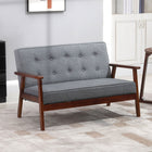 HOMCOM 44.5" Loveseat Sofa for Bedroom with Wood Frame - Grey-Breathable linen-feel fabric resists wrinkles and deformation 