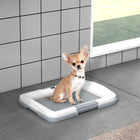 PawHut 18" L Dog Pee Pad Holder - Grey-Easy cleaning - tray and frame can be disassembled 
