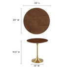 Modway Lippa 20" Round Wood Side Table - Gold Walnut-Wood Grain Veneer and MDF Tabletop